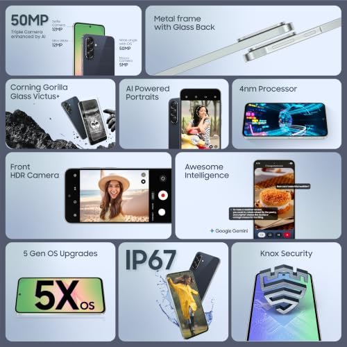 Samsung Galaxy A56 5G (Awesome Midnight Blue, 8GB, 128GB) | Segment Most Complete Triple Camera | AI Editing | 4nm Processor | sAMOLED Display| Gorilla Glass Victus+| 5 Gen OS Upgrades image 3